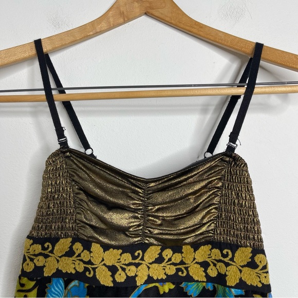 Free People Y2K Lost In Paradise Floral Velvet Mini Dress Size 2 NWT Metallic - Picture 7 of 16